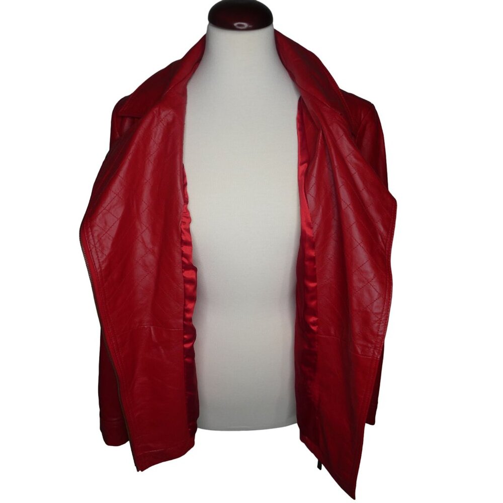 Hal Rubenstein Red Leather Fall Jacket Women's La… - image 3